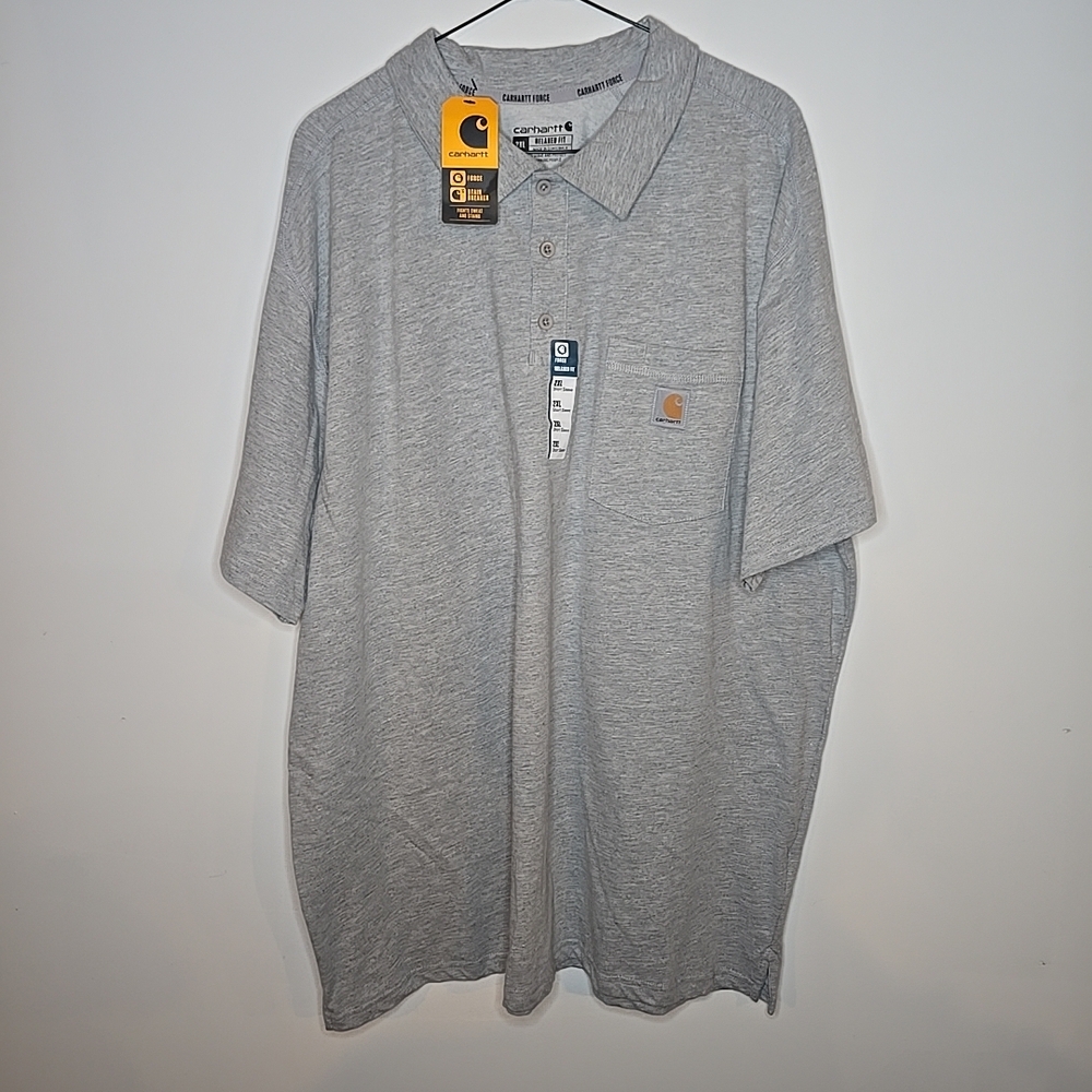 Carhartt Men's Relaxed Fit Short Sleeve Polo Size 2XL Gray 100% Cotton Workwear